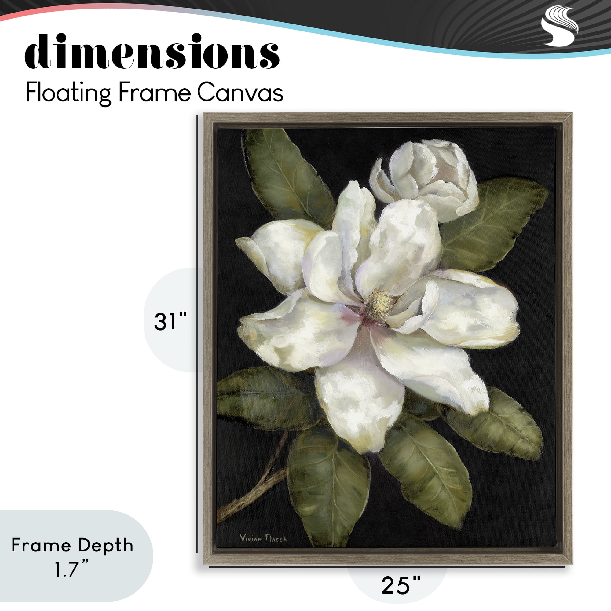 Stupell Industries Budding Magnolia Blooms Brown Framed Floater Canvas Wall Art, design by Nan