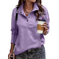 thumbnail image 1 of Sudadera SHEWIN, talla grande, cuello en V, para mujer, color morado, 1 of 5