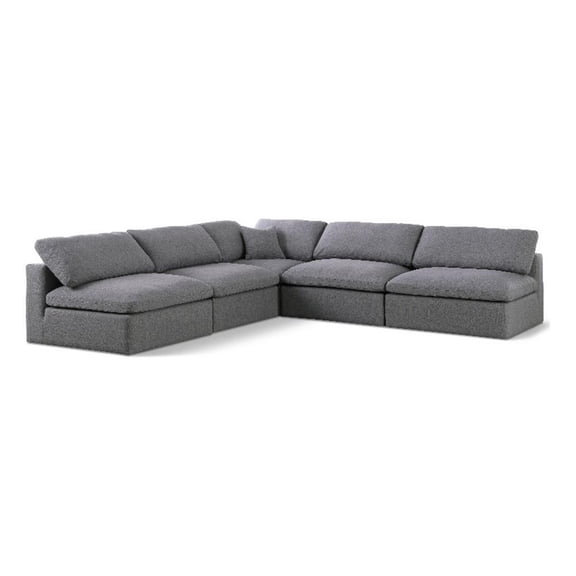 Meridian Furniture Serene Gray Durable Linen Fabric Modular Sectional