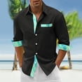 thumbnail image 2 of Mens Digital 3D Printing Style Holiday Seaside Beach Long Sleeved Shirt Top with Color Matching Design Black XL, 2 of 4