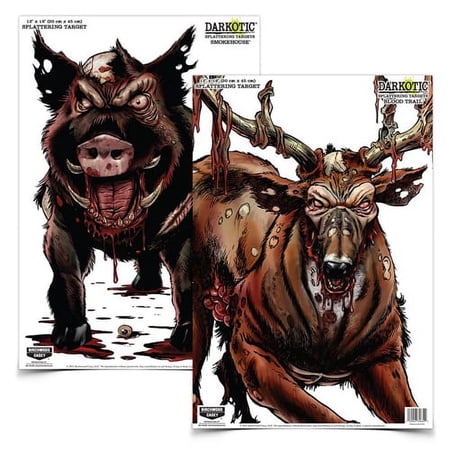 BIRCHWOOD CASEY Darkotic 12 x 18 Splattering Targets | Highly Visible Instant Splatter Reactive Shooting Targets - Smokehouse/Blood Trail Combo (8 Targets 4 Each)