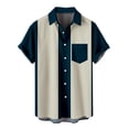 thumbnail image 2 of LSLJS T-shirt Homme Décontracté Boutons Imprimé avec Poche Col Rabattu Manches Courtes Chemise Blouse, 2 of 4