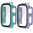 thumbnail image 1 of 2 Pack PC Case with Tempered Glass Screen Protector Compatible with Apple Watch Series 6 SE Series 5 Series 4 44mm,Protective Cover for iWatch original blue and original light purple, 1 of 5