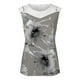 thumbnail image 4 of Fiudx Ofertas Del Día Camisetas Sin Mangas de Encaje con Estampado para Mujer, Camisetas Sin Mangas con Empalme de Cuello Redondo, Camiseta Ligera y Cómoda Delgada, 4 of 5