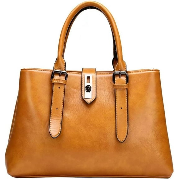 MMYGU Top Handle Handbag for Women Large Capacity Shoulder Bag Multi Pocket Tote Bag PU Leather Tote Bag Retro Satchel