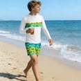 thumbnail image 7 of ITSAME Boys Rash Guard Swimwear 2-Piece Quick-Dry Long Sleeve Tops and Swim Trunks Summer Beach Swimsuit White Size 11-12, 7 of 7