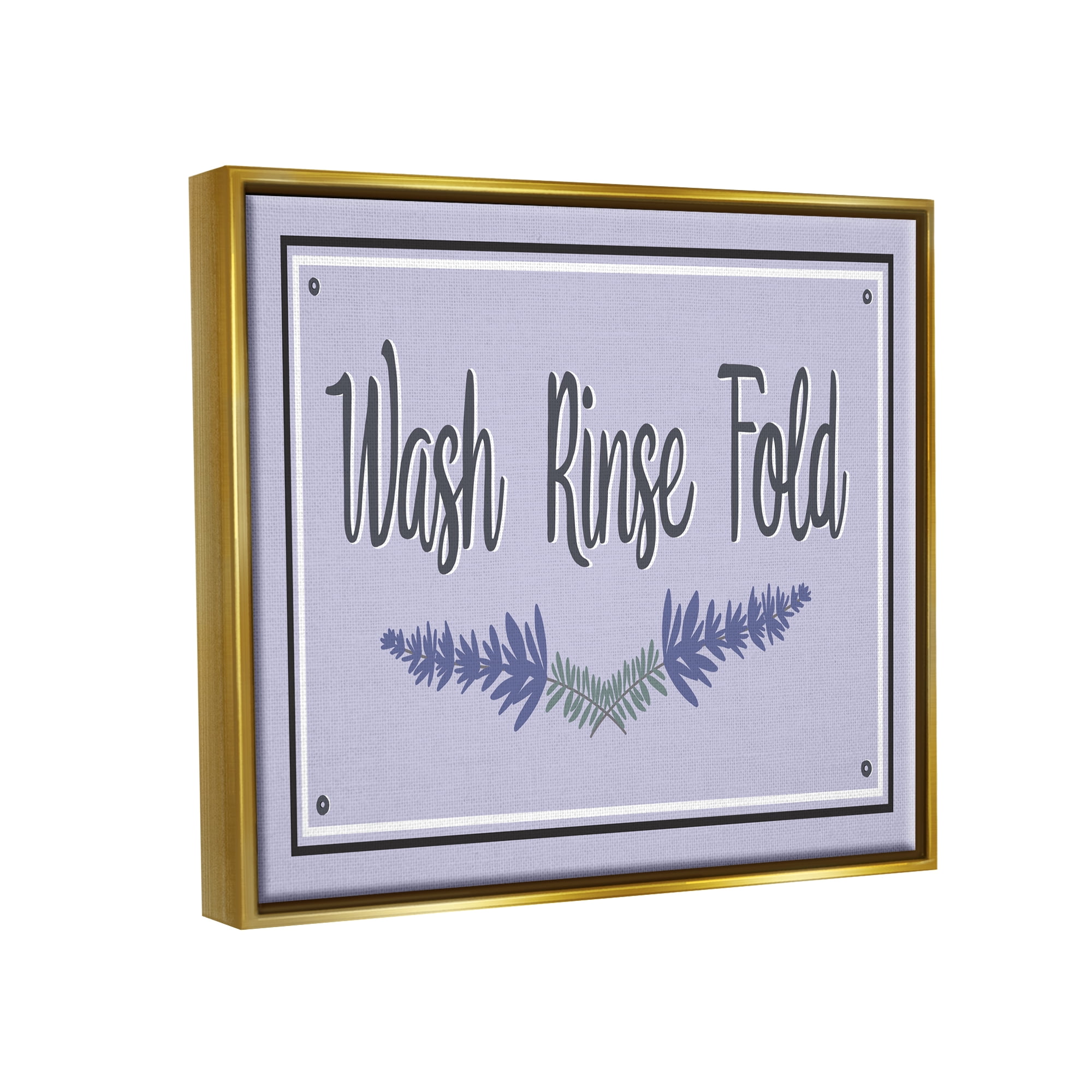 Stupell Industries Wash Rinse Fold Lavender Sprigs Typography Painting Gold Floater Framed Art Print Wall Art