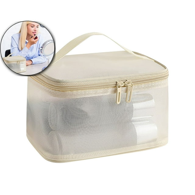 Dvruxg Grande Trousse de Maquillage Transparente Grande Trousse de Maquillage Imperméable Trousse de Toilette avec Poignée Trousse de Toilette Transparente Pochette de Voyage pour Femmes Sac Quotidien