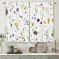 thumbnail image 5 of Colorful Floral Kitchen Curtains Watercolor Flower Wildflower Small Short Cafe Window Curtains Plant Leaves Botanical Country Bathroom Drapes Treatment Tier Curtains 2 Panels (27.5x39 Inch), 5 of 6
