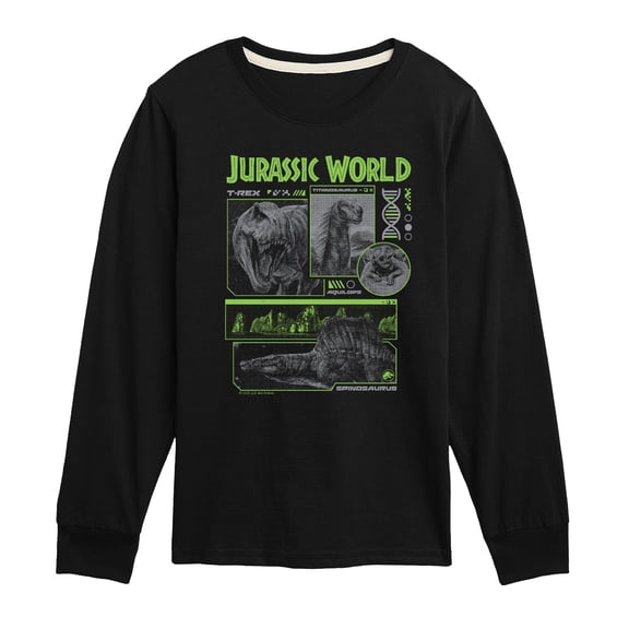 Jurassic World - Dark Digital Texture - Youth Boys Long Sleeve Graphic T-Shirt