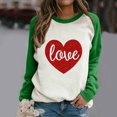 thumbnail image 2 of Hauts pour Femmes Décontractés Nouveau Imprimé Amour Ample Raglan Col Rond Manches Longues Sweat-Shirt Décontracté, 2 of 4