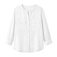 thumbnail image 4 of CQONEPT Long Sleeve Shirt for Women Button Down Blouse Long Sleeve Dressy Casual Cotton Linen Blend Fall Clothes White XL, 4 of 6