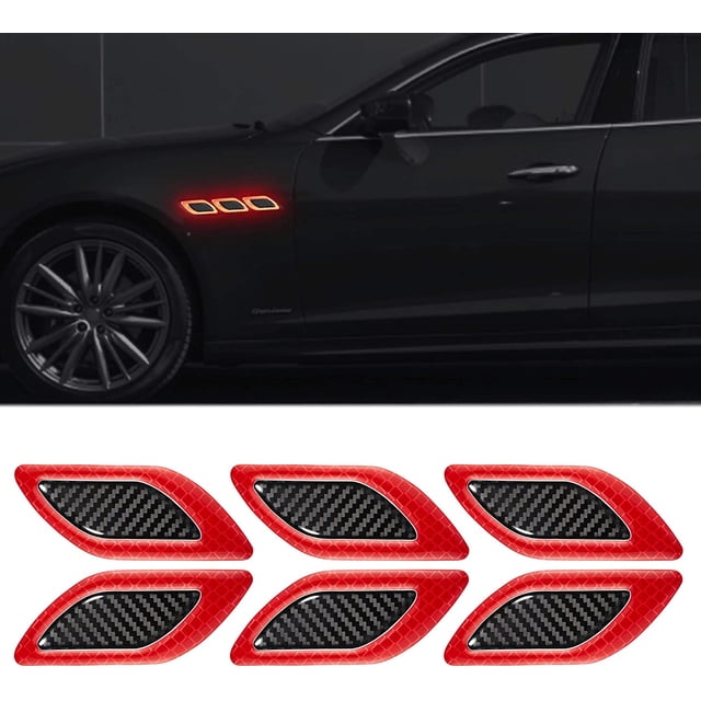 6 uds pegatinas reflectantes 3D pegatinas para parachoques de capó de coche pegatina reflectante de visibilidad nocturna de alta intensidad para coche SUV (rojo) brillar Electrónica