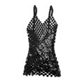 thumbnail image 4 of Vestido de tirantes de espagueti BLESIY con lentejuelas negro ajustado, 4 of 8
