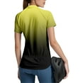 thumbnail image 4 of WTOBBY Women's Performance Cycling Short Sleeve Shirt, Ombre Gradient Athletic Top with Breathable Fabric & Reflective Safety Trim,Yellow L, 4 of 5