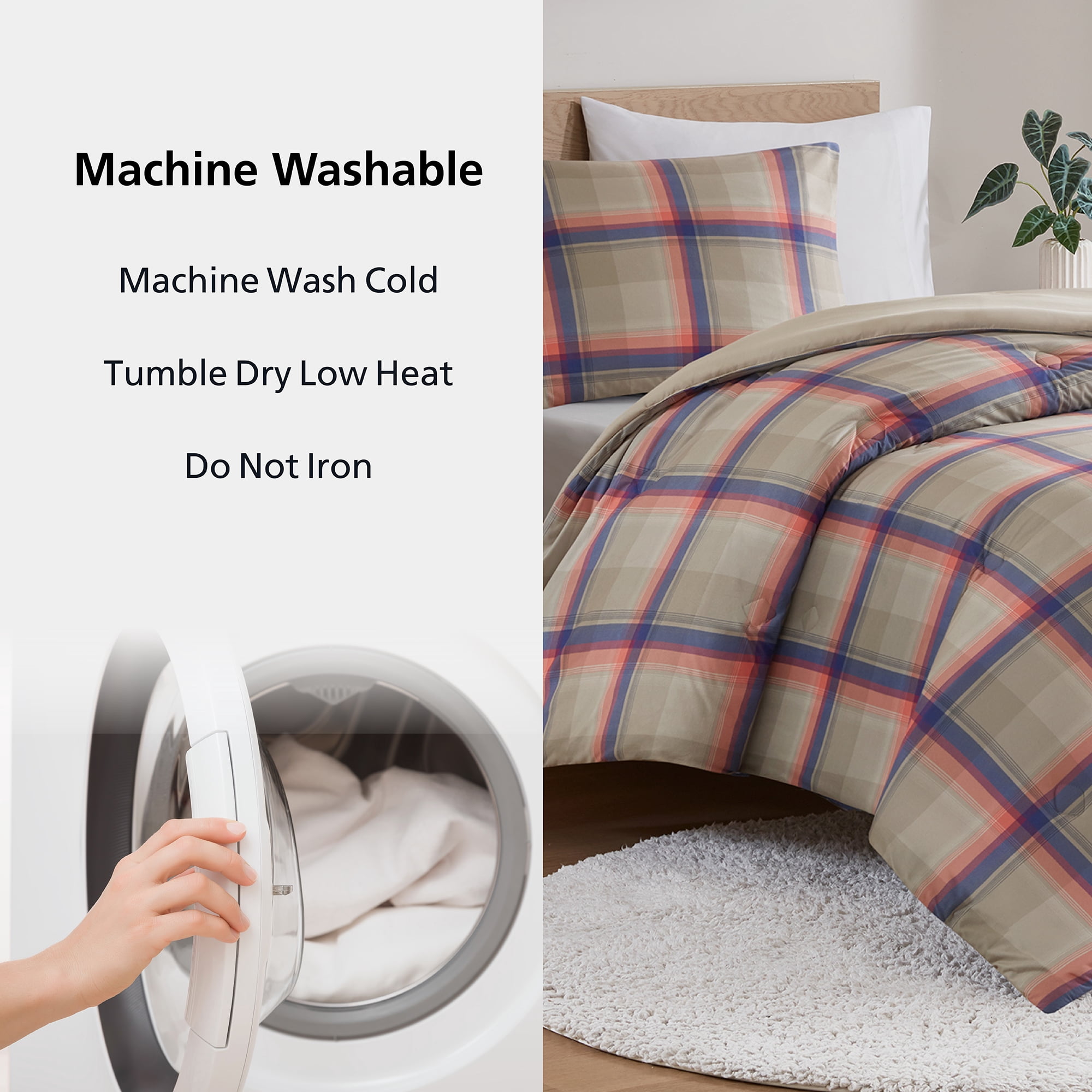 Mainstays Western Plaid 2-Piece Pink Comforter Set, Twin/Twin XL