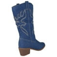 thumbnail image 3 of Women Cowgirl Cowboy Stitched Mid Calf Forever Boots Pointy Toe Western Blue Denim 6.5, 3 of 4
