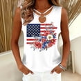 thumbnail image 2 of Fewfanhot Women's 4th of July 250th Anniversary American Flag Print Tank Top, Halter O-Ring Neck Sleeveless Patriotic Star Stripe Blouse, Casual Summer Vest, S-3XL, 2 of 6