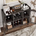 thumbnail image 4 of Homieasy Cabinet Bar with Power Outlet & LED Light, Wine Bar Cabinet with Wine and Glasses Rack, Home Coffee Bar Cabinet, Buffet Sideboard with Storage shelf for Kitchen, Dining Room, Black Oak, 4 of 6
