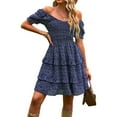 thumbnail image 5 of SYKT Women's Dresses Casual Summer Print Ruffle A Line Short Sleeve Mini Floral Dress for Women, 5 of 7