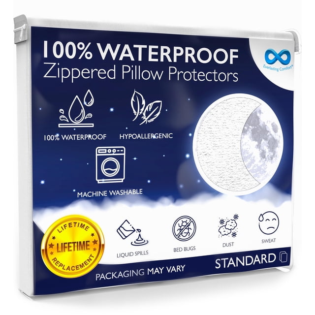 Protector de almohada impermeable Everlasting Comfort Queen, paquete de 2