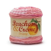 Peaches & Crme Stripey 100% Cotton Energetic Pink Yarn, 102 yd