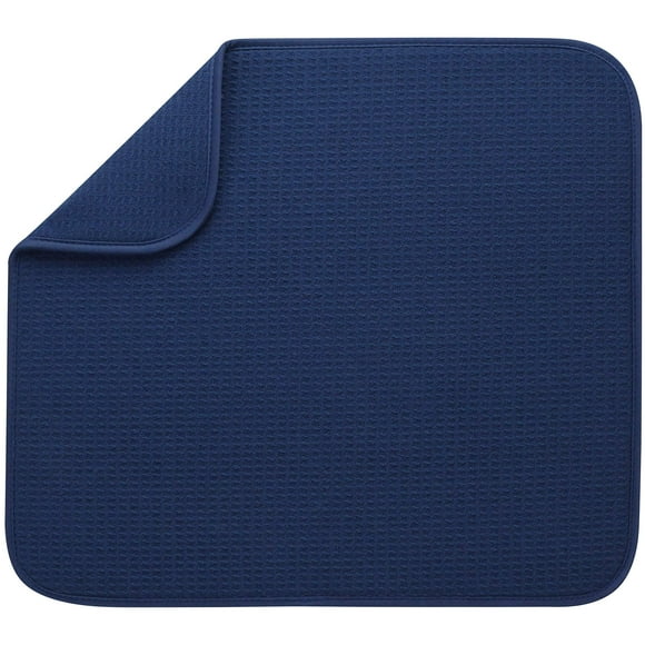 S&T INC. Tapis de Séchage Absorbant et Réversible en Microfibre pour Cuisine, 16 Pouces x 18 Pouces, Marine