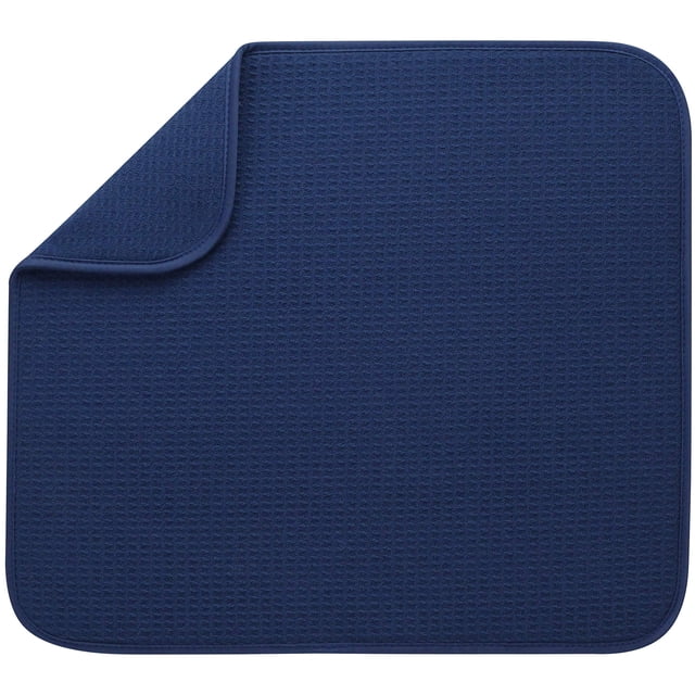 S&T INC. Tapis de Séchage Absorbant et Réversible en Microfibre pour Cuisine, 16 Pouces x 18 Pouces, Marine