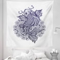 thumbnail image 1 of Koi Fish Tapestry, Koi Carp Fish Hand-drawn in Dark Blue with a Lotus Flower Mandala Print, Fabric Wall Hanging Decor for Bedroom Living Room Dorm, 5 Sizes, Indigo and White, by Ambesonne, 1 of 1