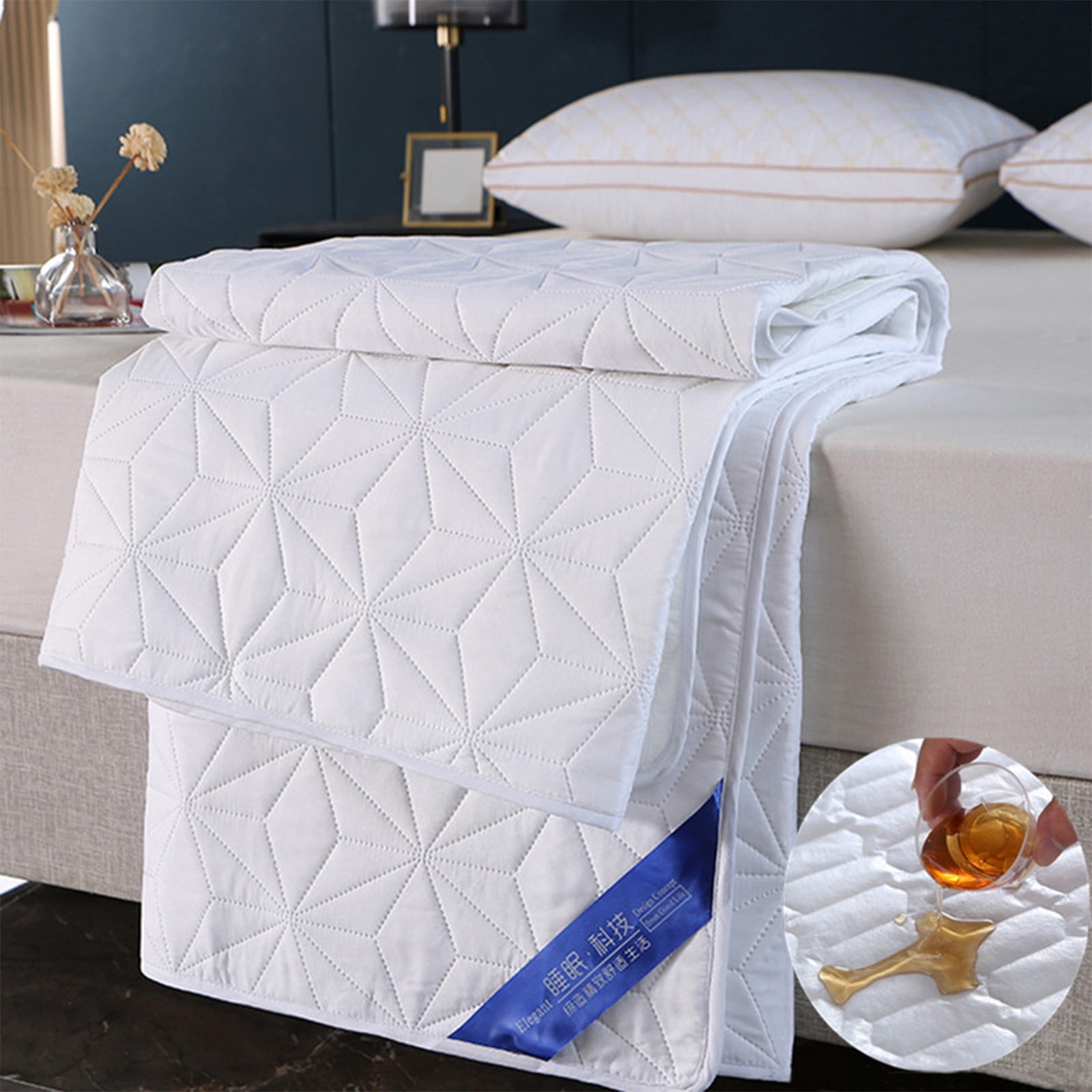 Djibouti Cozy Waterproof Cotton Mattress Protector - Quilted Fitted Pad with Deep Pockets for Stain-Free Sleep, 59x78.7in