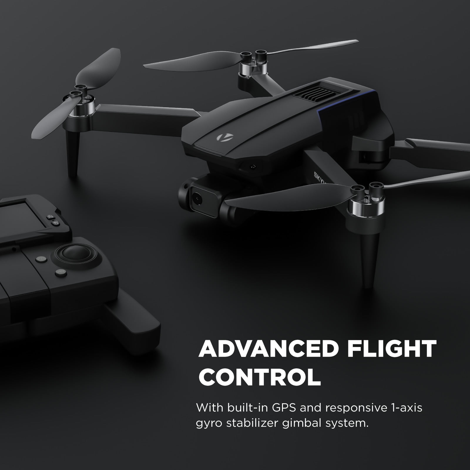 Vivitar SkyVision 4K Ultra HD GPS Foldable Video Drone with 4.3" Display Controller, Brushless Motors, 1-Axis Gimbal, VR Headset, 17-Minute Flight Time & Travel Carry Case