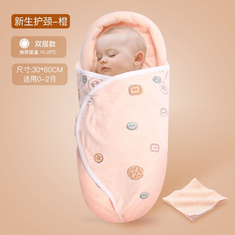 Wangsaura Newborn Baby Wrap Blanket Cartoon Print 2 Layers Cotton Swaddle