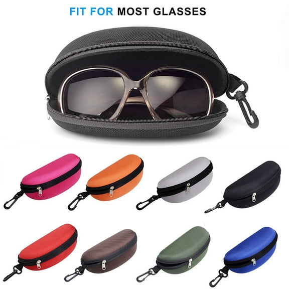 Portable Zipper Sunglasses Case with Clip, Unisex Hard Shell Box Shockproof Protective Travel Eyeglasses Case Glasses Storage Box