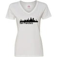 thumbnail image 3 of Inktastic San Francisco Skyline Women's V-Neck T-Shirt, 3 of 5