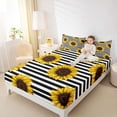 thumbnail image 4 of Homewish Rustic Sunflower Floral Bed Sheets,Modern Geometric Striped King Sheets,Orange White Black Sheet Set For Teens,Ultra Soft Home Decor,4 Pieces, 4 of 7