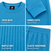 Beverly Hills Polo Club Boys Thermal Underwear Set Waffle Knit Top and Long Johns 6 Piece (2T-18), 2T Deep Blue/Ecru/Black