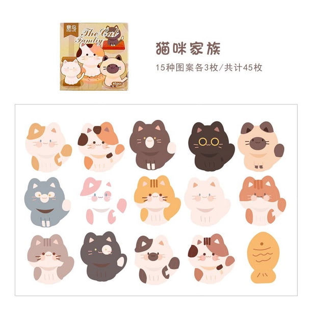 MOhm-pegatinas de dibujos animados de animales Kawaii, suministros escolares de papelería para álbum de recortes, 45 unids/lote por caja
