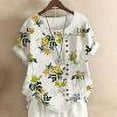 thumbnail image 1 of Chemises à Manches Courtes pour Femmes Hauts d'Été Tendance 2023 Mode Femme Décontractée Col Rond Blouse Imprimée T-Shirt Manches Courtes Hauts d'Été, 1 of 4