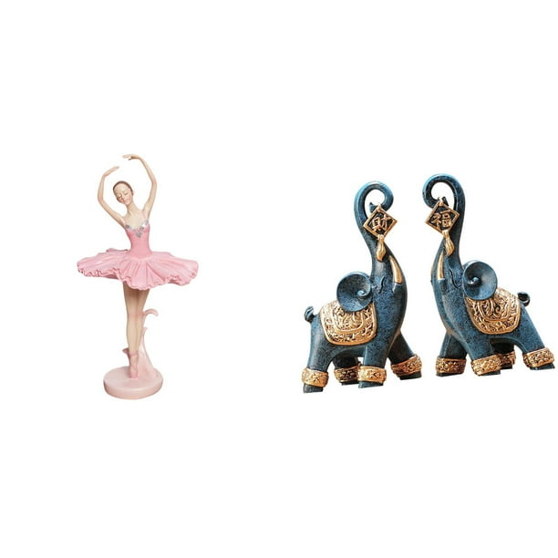 Estatua de la bailarina,Estatua de niña de ballet Escultura de niña de resina Artesanía,Figura de elefante,Figuras de elefantes,estatuas,adornos de animales,Escultura coleccionable para