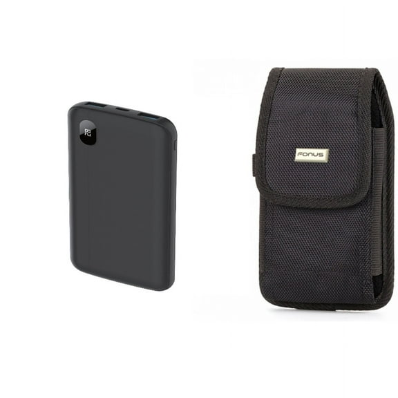 10000mAh Power Bank & Case Belt Clip for iPhone 15 Pro Max - LED Display Backup Battery Portable Charger Slim and Swivel Holster Rugged Cover W4O for iPhone 15 Pro Max (6.7")