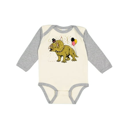 

Inktastic Roaring in the New Year Triceratops with Hat and Balloons Gift Baby Boy or Baby Girl Long Sleeve Bodysuit