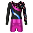 thumbnail image 6 of vastwit Girls Gymnastics Leotard with Shorts Active Clothes Set Metallic Ballet Dance Sports Outfits Star Black 6, 6 of 7