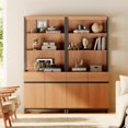 thumbnail image 1 of WAMPAT Modern Bookcases Set of 2, 72 Inch Tall Bookshelves with Storage Cabinet, Adjustable Shelves & Metal Frame, Home Office Library for Living Room, Mocha, 1 of 6