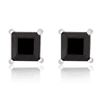 thumbnail image 5 of Femme Jam 925 Sterling Silver Princess Cut Natural Black Onyx Gemstone Unisex Stud Earrings, 5 of 8