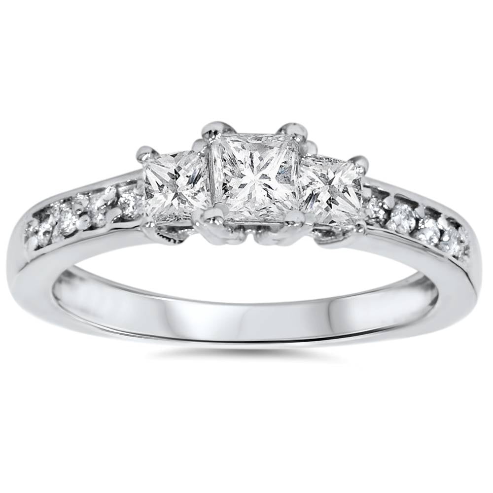 Bague De Fiançailles Diamant Simulé 3,50 Ct Or Blanc 14k — Taille Ronde, Personnalisable