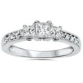 thumbnail image 1 of 1/3ct Three Stone Princess Cut Diamond Engagement Ring 14K White Gold, 1 of 2