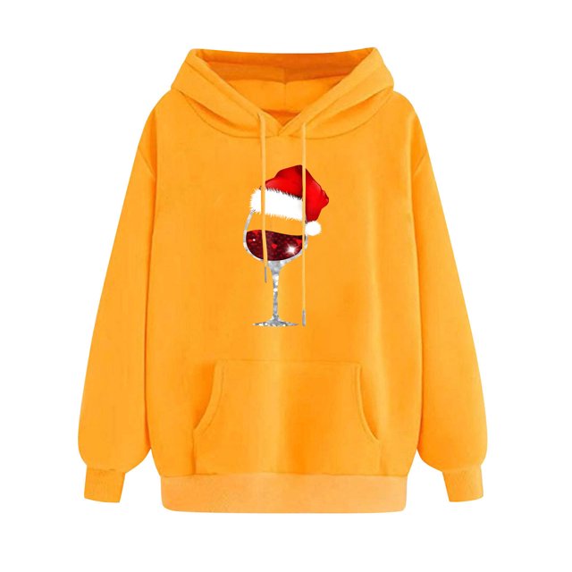 Timegard Chandails en Molleton de Noël pour Femmes Imprimé Manches Longues Chandails à Capuchon Chandail Tops Automne Hiver Mode