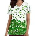 thumbnail image 1 of LSLJS Women's St. Patrick's Day Printed Pocket Short Sleeve V-Neck Nurse Top, Womens Scrubs, 1 of 3