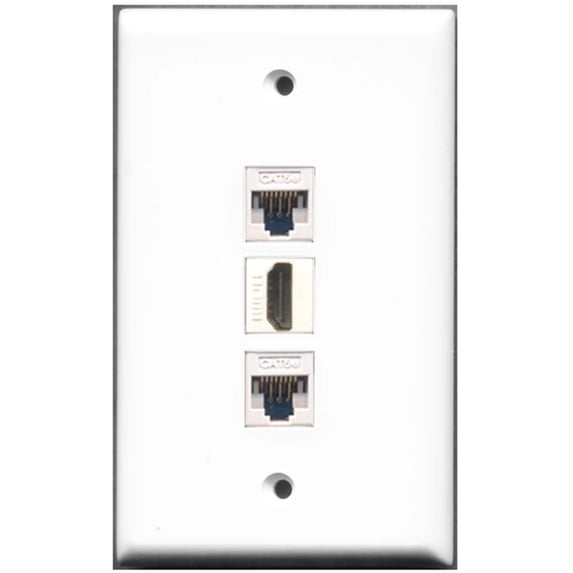 Ultra Spec Cables 1 Port HDMI 2 Cat5e Ethernet Wall Plate w/Female/Female Jacks