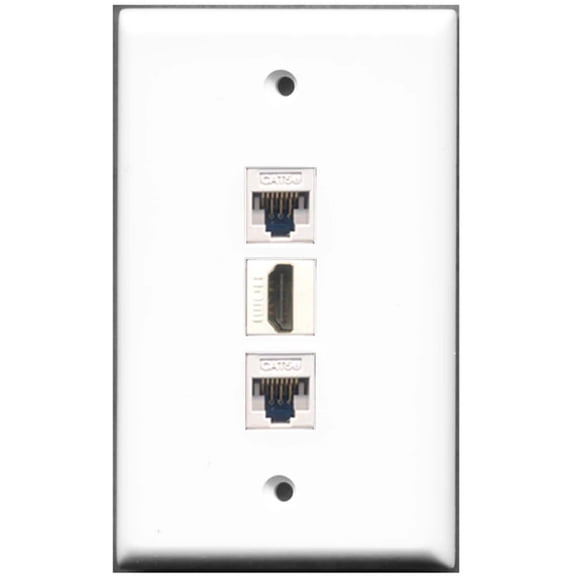 Ultra Spec Cables 1 Port HDMI 2 Cat5e Ethernet Wall Plate w/Female/Female Jacks